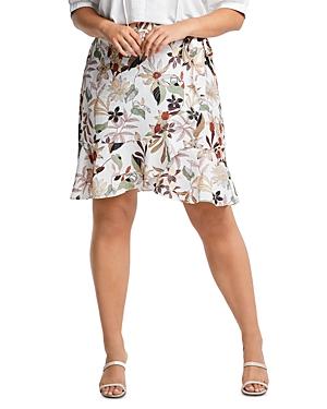 Estelle Plus Botanical Faux Wrap Skirt