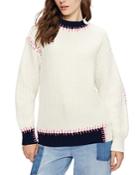 Ted Baker Topstitched Color Block Sweater