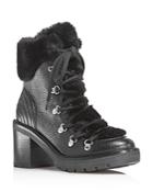 Marc Fisher Ltd. Daven Leather & Faux-fur Cuff Lace Up Booties - 100% Exclusive