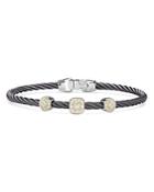 Alor Gray Cable Bangle Bracelet With Diamonds