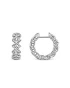 Roberto Coin 18k White Gold Roman Barocco Diamond Hoop Earrings