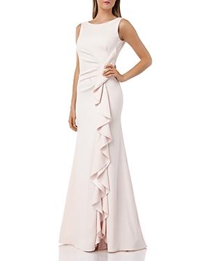 Carmen Marc Valvo Infusion Cascading Ruffle Gown
