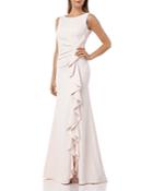 Carmen Marc Valvo Infusion Cascading Ruffle Gown