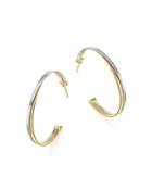 Marco Bicego 18k White & Yellow Gold Masai Crossover Hoop Earrings