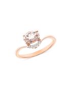 Bloomingdale's Morganite & Diamond Chrevon Ring In 14k Rose Gold, 100% Exclusive