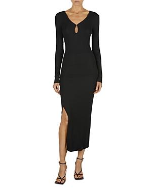 Enza Costa Ribbed Slit Midi Skirt