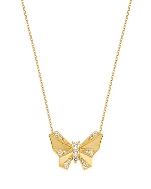 Bloomingdale's Diamond Butterfly Pendant Necklace In 14k Yellow Gold, 0.20 Ct. T.w. - 100% Exclusive