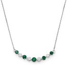 Emerald And Diamond Curve Pendant Necklace In 14k White Gold, 16 - 100% Exclusive