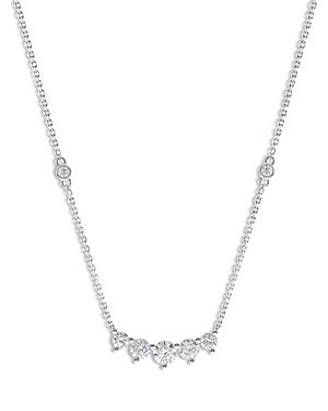 Bloomingdale's Diamond Graduated Curved Bar Necklace In 14k White Gold, 0.95 Ct. T.w. - 100% Exclusive