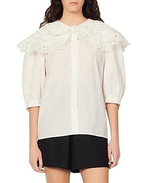 Sandro Angus Lace Trim Shirt