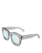 Illesteva Mirrored Hamilton Oversized Thick Rim Square Sunglasses, 49mm