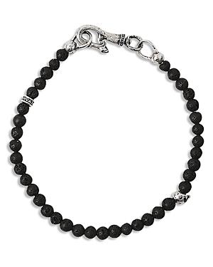 John Varvatos Collection Lava Beads & Brass Skull Bracelet