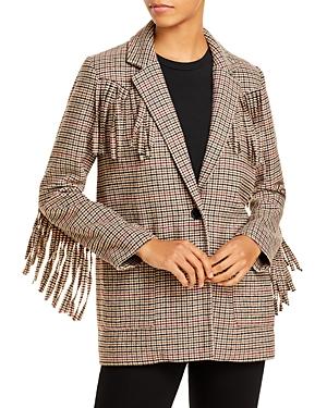 Rails Jagger Checked Fringed Blazer