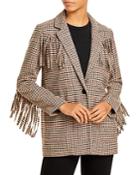 Rails Jagger Checked Fringed Blazer