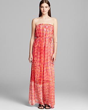 Red Haute Maxi Dress - Shirred Tie Dye