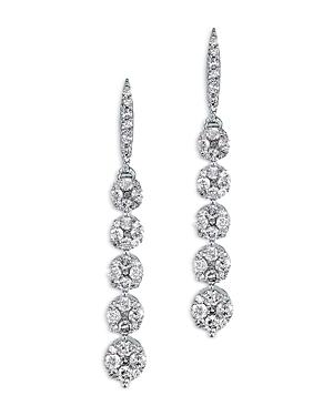 Bloomingdale's Diamond Cluster Linear Earrings In 14k White Gold, 1.0 Ct. T.w. - 100% Exclusive