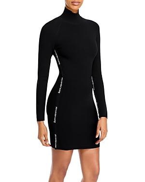 Alexanderwang.t Logo Stripe Turtleneck Dress