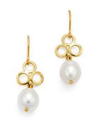 Bloomingdale's Cultured Freshwater Pearl & Triple Ring Drop Earrings In 14k Yellow Gold - 100% Exclusive