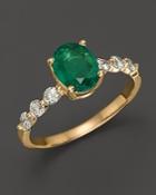 Emerald And Diamond Ring In 14k Yellow Gold