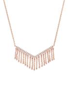 Diamond V Pendant Necklace With Fringe In 14k Rose Gold, .20 Ct. T.w.