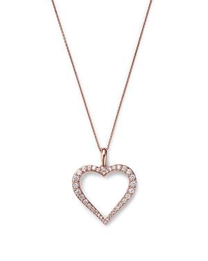 Bloomingdale's Diamond Heart Pendant Necklace In 14k Rose Gold, 0.50 Ct. T.w. - 100% Exclusive