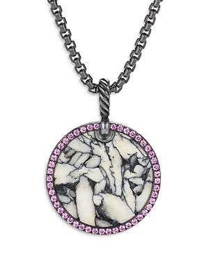 David Yurman Sterling Silver Dy Elements Artist Series Disc Pendant With Pinolith & Rubies