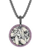 David Yurman Sterling Silver Dy Elements Artist Series Disc Pendant With Pinolith & Rubies