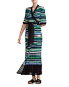 Maje Ramacca Striped Wrap Maxi Dress
