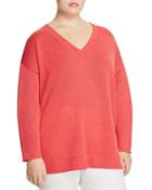 Eileen Fisher Plus Organic-linen V-neck Sweater