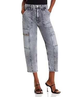 Mother The Private Zip Pocket High Rise Cropped Wide Leg Jeans In Shadow Dance