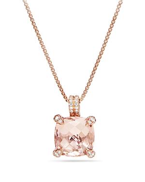 David Yurman Chatelaine Pendant Necklace With Morganite & Diamonds In 18k Rose Gold