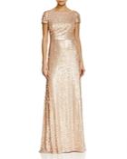 Adrianna Papell Short Sleeve Sequin Gown