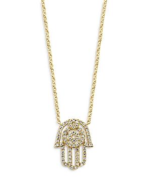 Bloomingdale's Diamond Hamsa Pendant Necklace In 14k Yellow Gold, 0.20 Ct. T.w. - 100% Exclusive