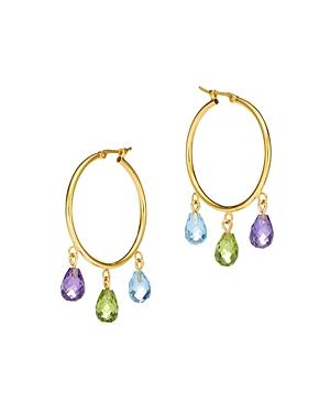 Bloomingdale's Multi-gemstone Briolette Hoop Earrings In 14k Yellow Gold