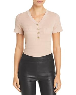 Karl Lagerfeld Paris Scalloped Henley Sweater