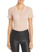 Karl Lagerfeld Paris Scalloped Henley Sweater