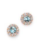 Bloomingdale's Aquamarine & Diamond Halo Stud Earrings In 14k Rose Gold - 100% Exclusive