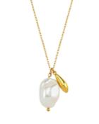 Maison Irem Long Way Teardrop & Cultured Freshwater Pearl Long Pendant Necklace In 18k Gold Plated Sterling Silver, 23.6