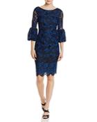Laundry By Shelli Segal Puffy-sleeve Lace Dress