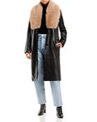 Nour Hammour Star Is Born Shearling Collar Leather Trench Coat