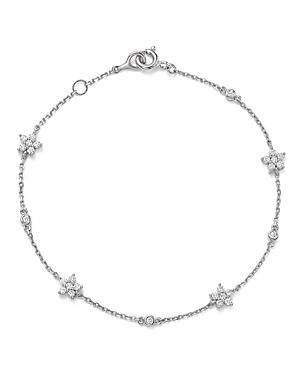 Diamond Flower Station Bracelet In 14k White Gold, .35 Ct. T.w. - 100% Exclusive