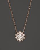 Diamond Cluster Flower Pendant Necklace In 14k Rose Gold, .65 Ct. T.w. - 100% Exclusive