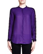 The Kooples Contrast Lace Crepe Shirt