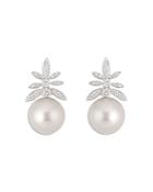 Hueb 18k White Gold Gala Freshwater Pearl & Diamond Stud Earrings