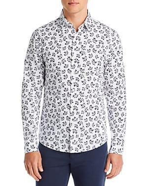 Michael Kors Cotton Branch Print Dobby Slim Fit Button Down Shirt
