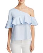 Marled One Shoulder Ruffle Top - 100% Exclusive