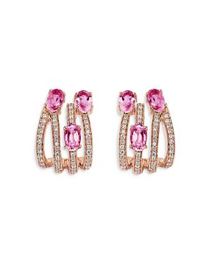 Hueb 18k Rose Gold Spectrum Pink Sapphire & Diamond Earrings