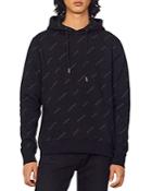 Sandro Organic Cotton Brushed Fleece Diagonal Logo Print Hoodie