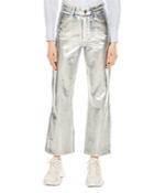 Sandro Roland High-rise Flared Painted Jeans In Silver