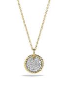 David Yurman Cable Collectibles Pave Charm Necklace With Diamonds In 18k Gold